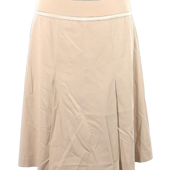 Escada US 16 Beige A-Line Pleated Cotton Midi Skirt - Picture 2 of 7